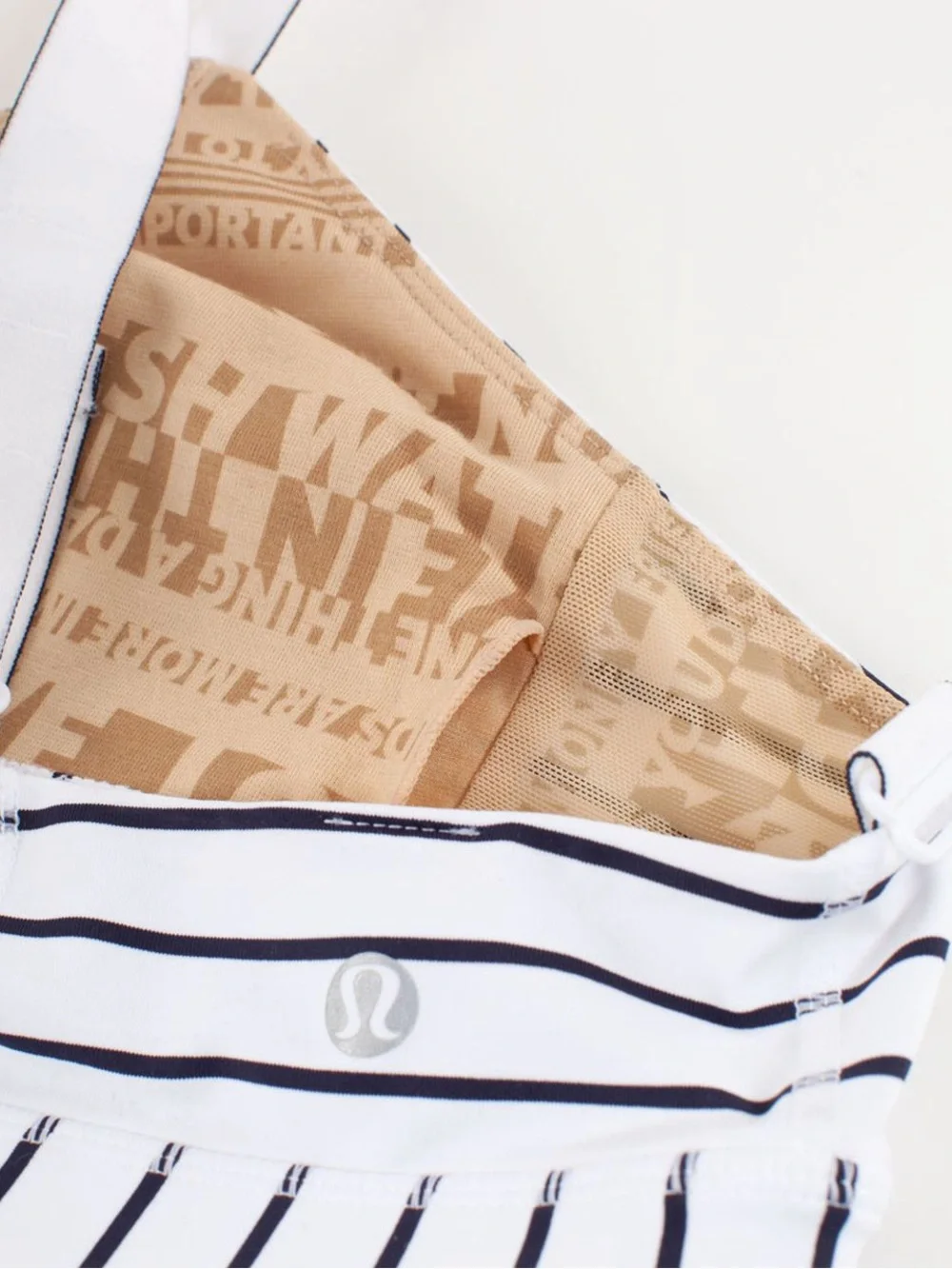 LULULEMON ADJUST ME BRA QUIET STRIPE WHITE DEEP INIGO WOMEN’S 4